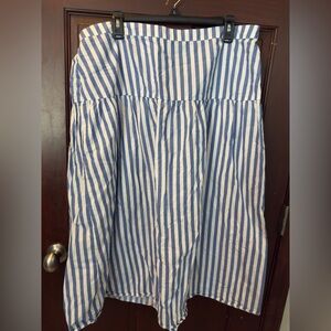 Old Navy Blue and White Striped Midi Skirt